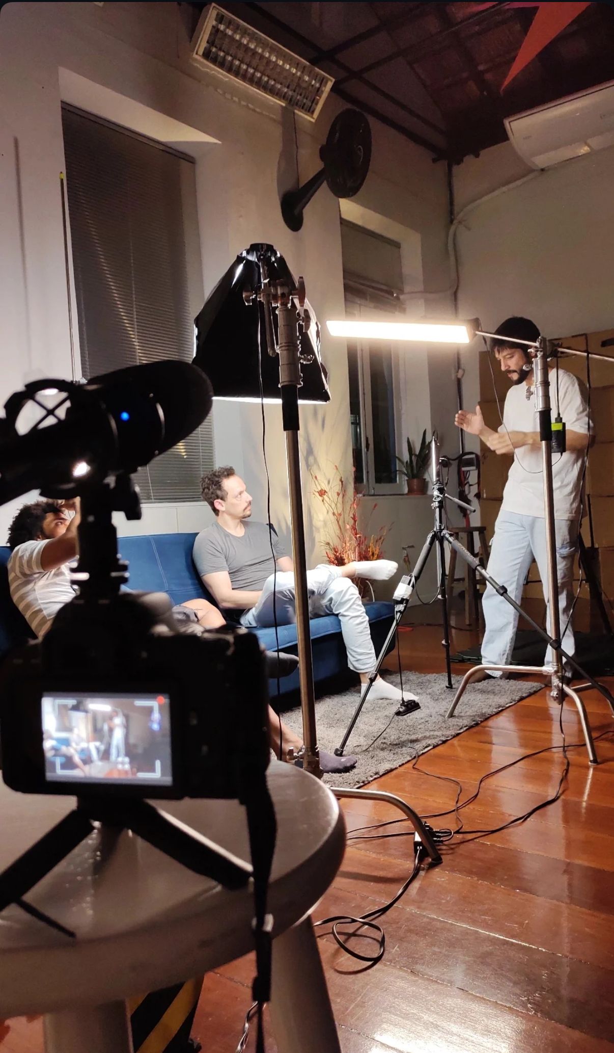 Set de gravação em ação
